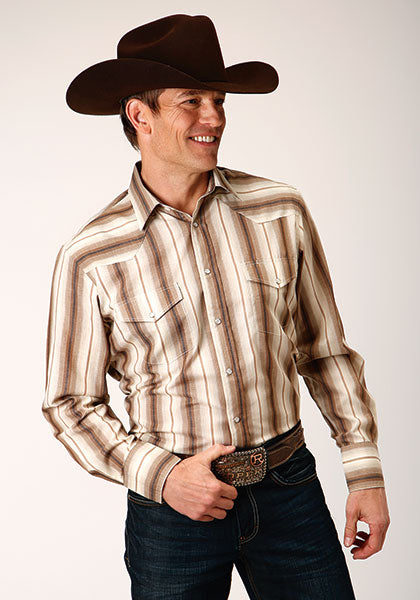Karman Roper Brown Men's Long Sleeve Western Style Shirt 01-001-0044-0668 BR