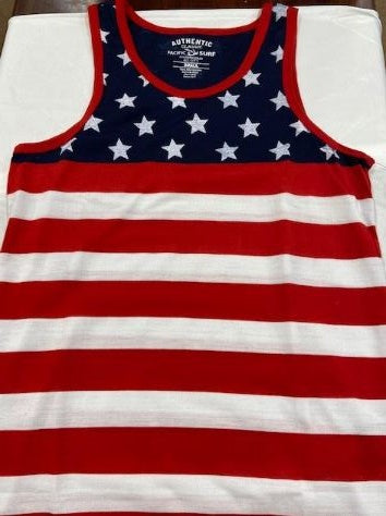 Karman Roper Men's Red White and Blue Patriotic Tank Top 358Flag