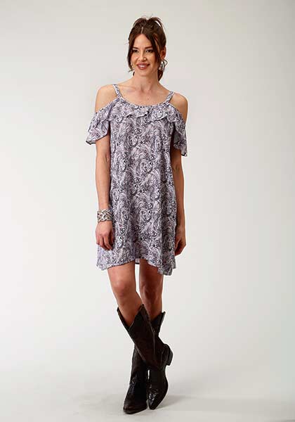 Karman Roper Paisley Mash Print Rayon Womens Dress 03-057-0590-3010 BU