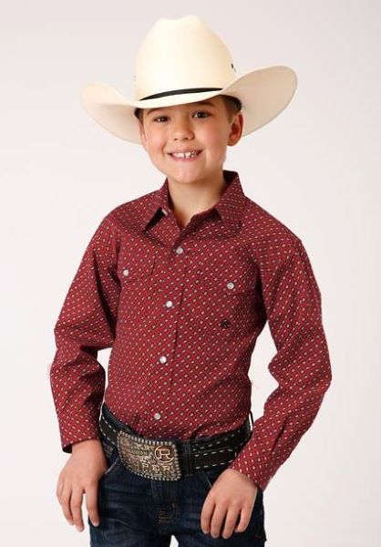 Karman Roper Red Victorian Foulard Boy's Longlseeve Western Snap Shirt 0303002252007RE