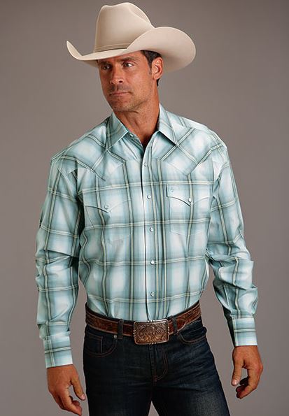 Karman Roper Stetson Gray Sky Ombre Men's Long Sleeve Snap Shirt 11-001-0478-4004GY