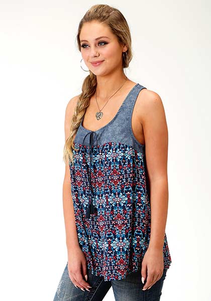 Karman Roper Sunset Tapestry Womens Tank Top 03-052-0590-2040 BU