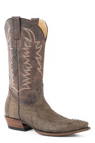 Karman Roper Tan Python Belly Mens Snip Toe Western Boots 1202061184029TA