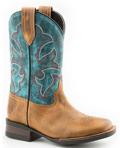 Karman Roper Tan with Blue Monterey Little Kids Boots 0901809110892TA