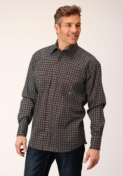 Karmen Roper Brown Wild West Foulard Men's Long Sleeve Snap Western Shirt 03-001-0225-6015 BR