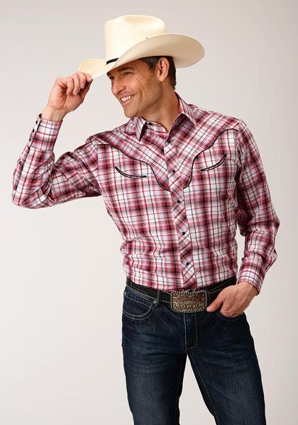 Karmen Roper Embroidered Plaid Mens Snap Western Shirt 100243058RE