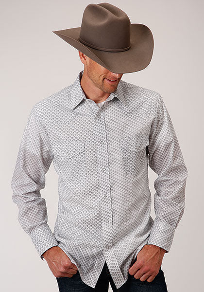 Karmen Roper Men's Print Western Snap Shirt 100100190442WH