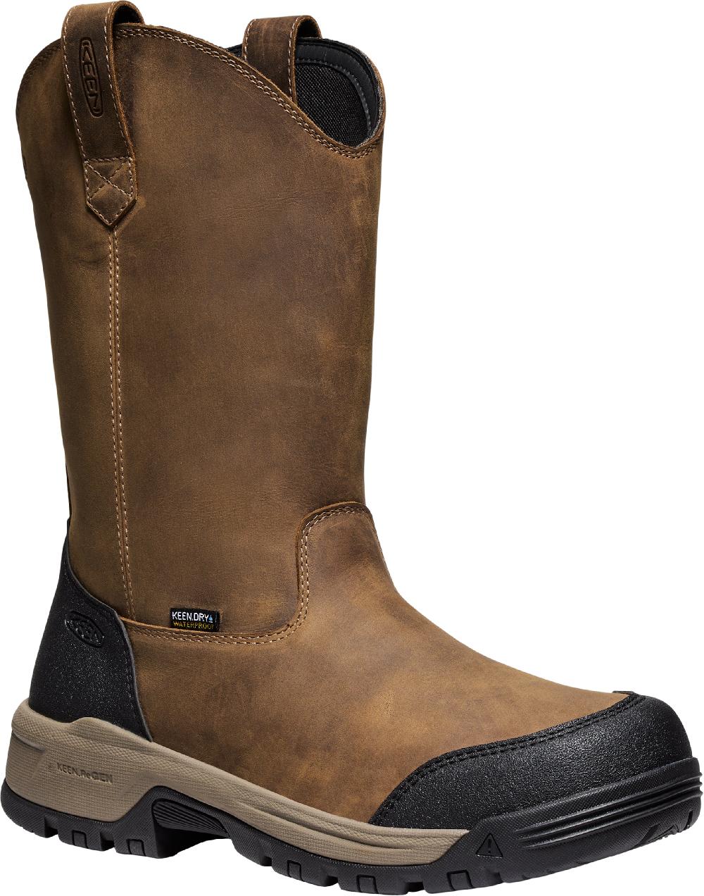 Keen Bison/Black Evanston Men's Pull On Soft Toe Waterproof Men's Boots 1030489