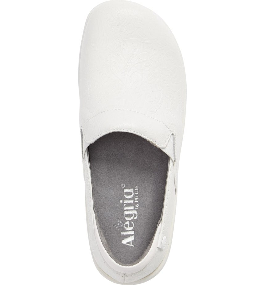 KEL-519 White Tooled Leather Keli Embossed Womens Alegria Comfort Clog