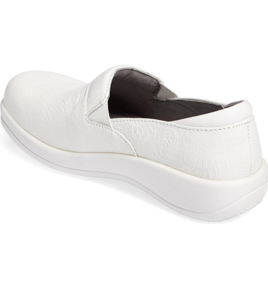 KEL-519 White Tooled Leather Keli Embossed Womens Alegria Comfort Clog