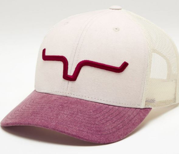 Kimes Ranch Blush with Red Logo and Cream Mesh Weekly Upgrade Trucker Cap F21UGWC-BLUSHH
