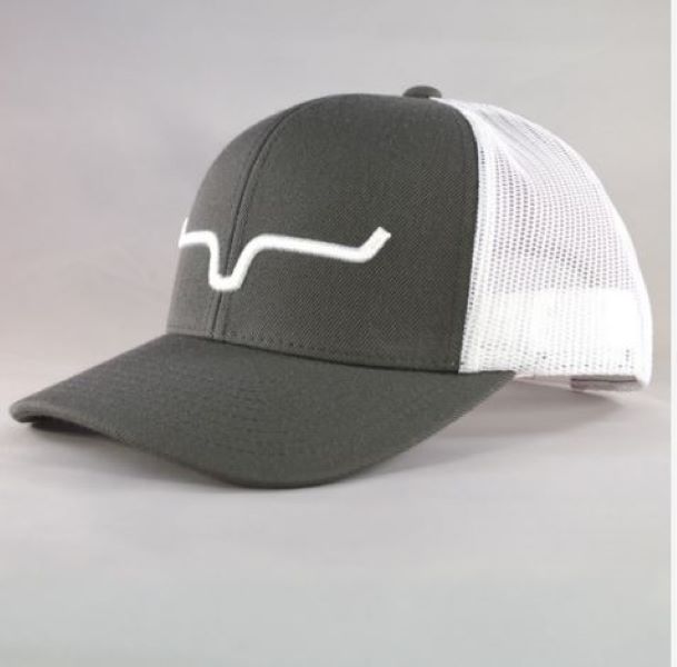 Kimes Ranch Charcoal and White Mens Weekly Trucker Cap WTC-GRYWHT