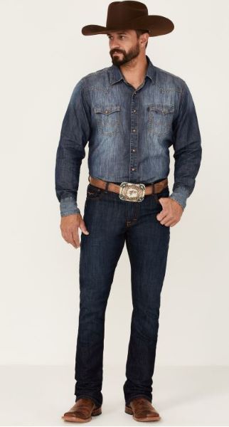 Kimes Ranch Dark Wash Roger Mens Stretch Slim Boot Cut Jeans MJ-18175