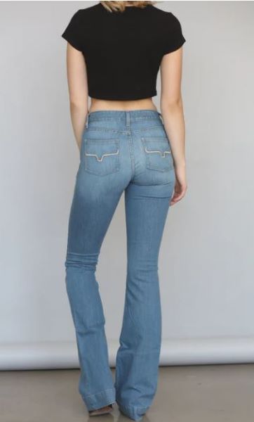 Kimes Ranch Fade Blue Lola Soho Women's Mid Rise Trouser Fit Wide Flare Jeans WJ-D715719