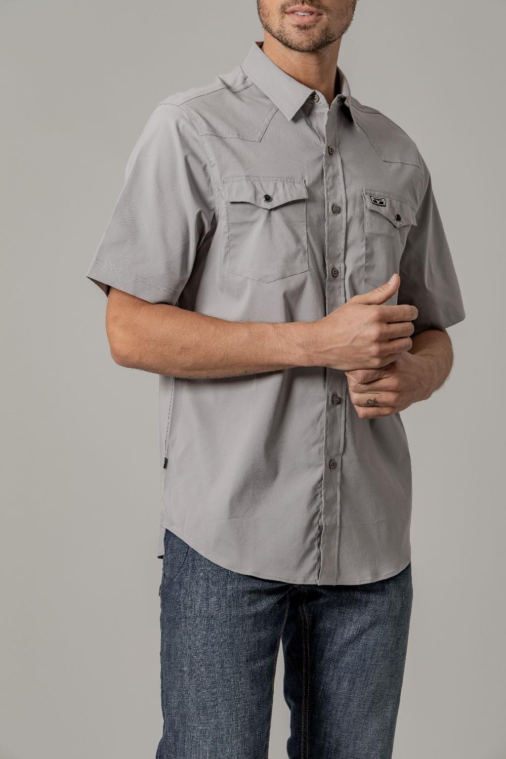 Kimes Ranch Grey Rio Men's Collared Short Sleeve Dress Shirt MDS0000031GY001