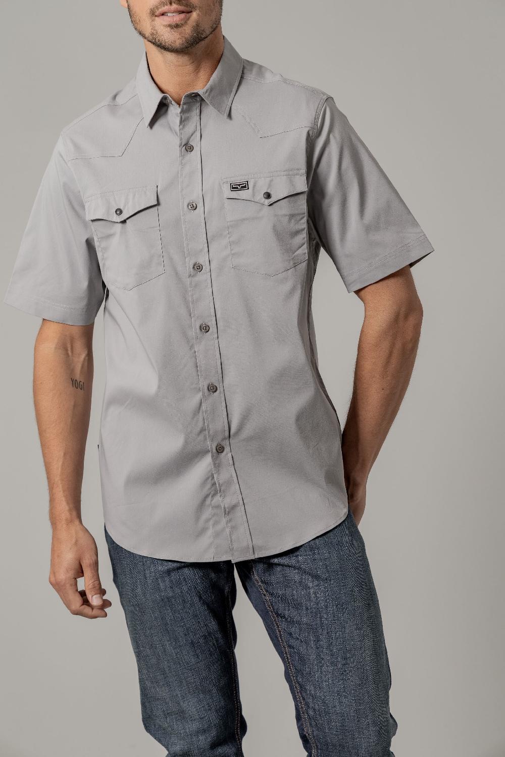 Kimes Ranch Grey Rio Men's Collared Short Sleeve Dress Shirt MDS0000031GY001