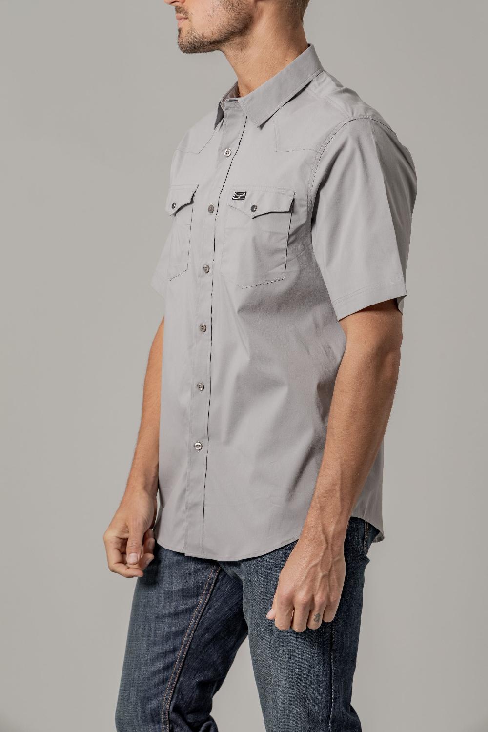Kimes Ranch Grey Rio Men's Collared Short Sleeve Dress Shirt MDS0000031GY001