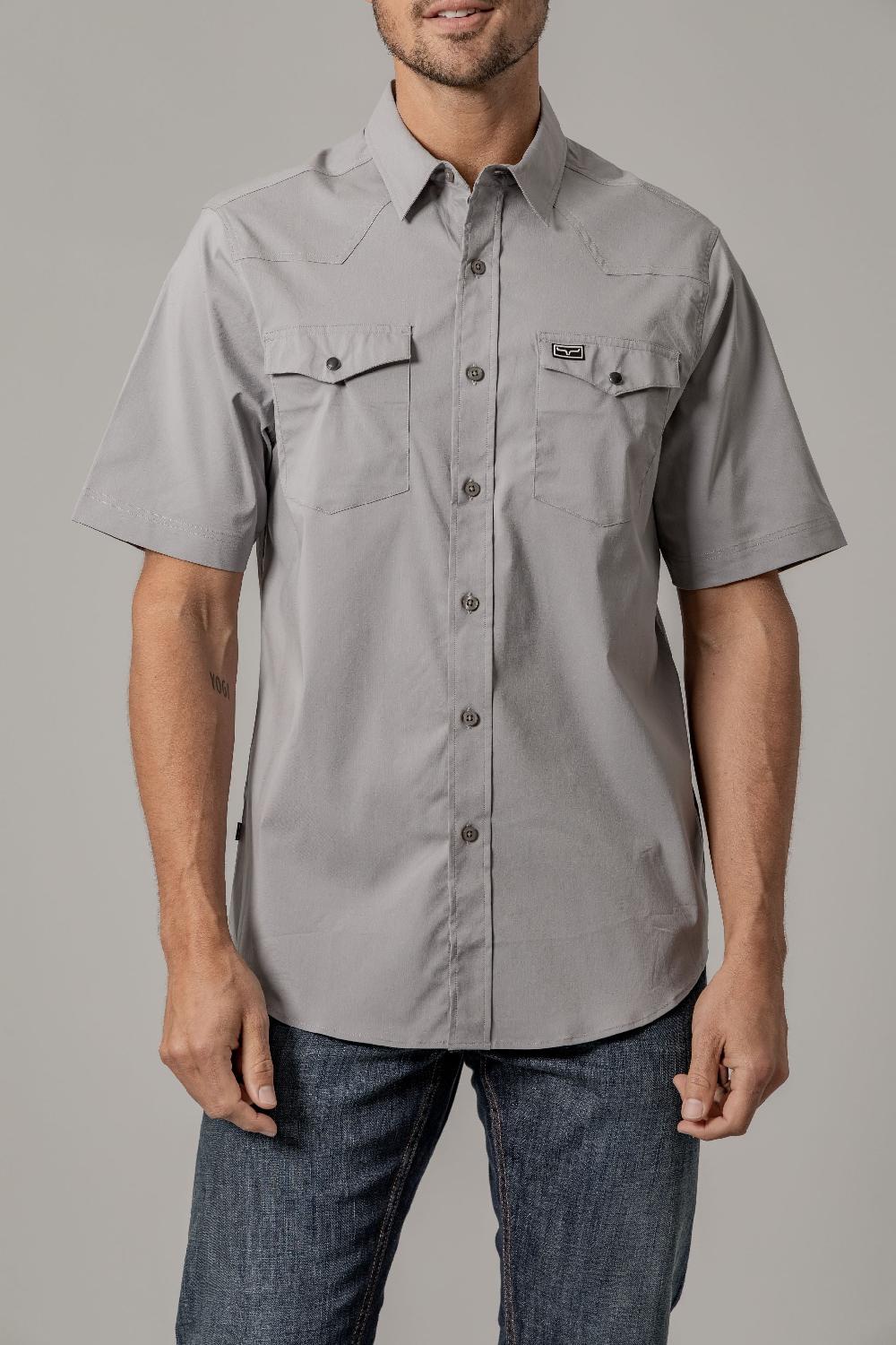 Kimes Ranch Grey Rio Men's Collared Short Sleeve Dress Shirt MDS0000031GY001