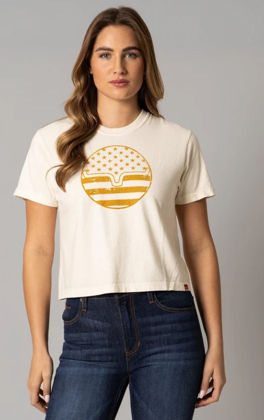 Kimes Ranch Ivory American Bullseye Crop Tee WSH0000011