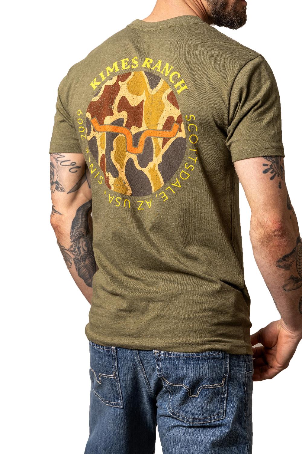 Kimes Ranch Military Green Circular Duck Camo T-Shirt MSH0000102-GRN