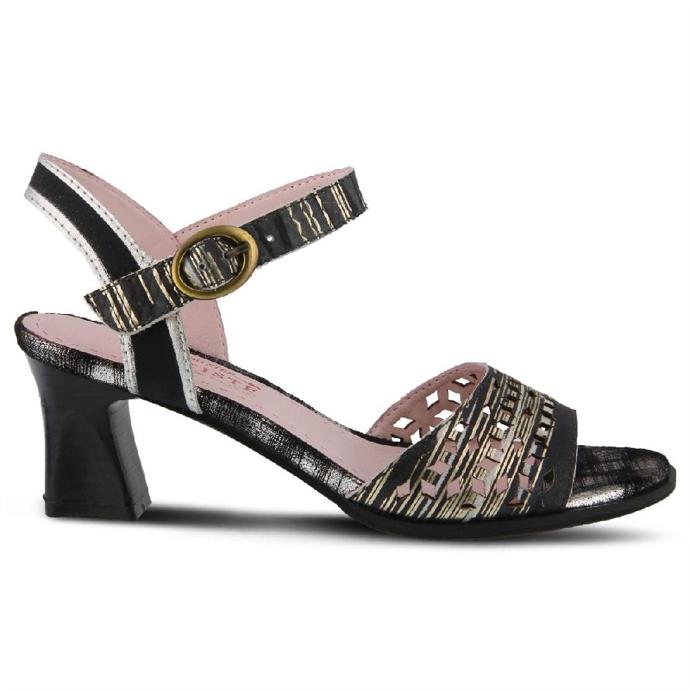 L'Artiste Black Multi Madelyn Ankle Strap Womens Dress Sandal MADELYN