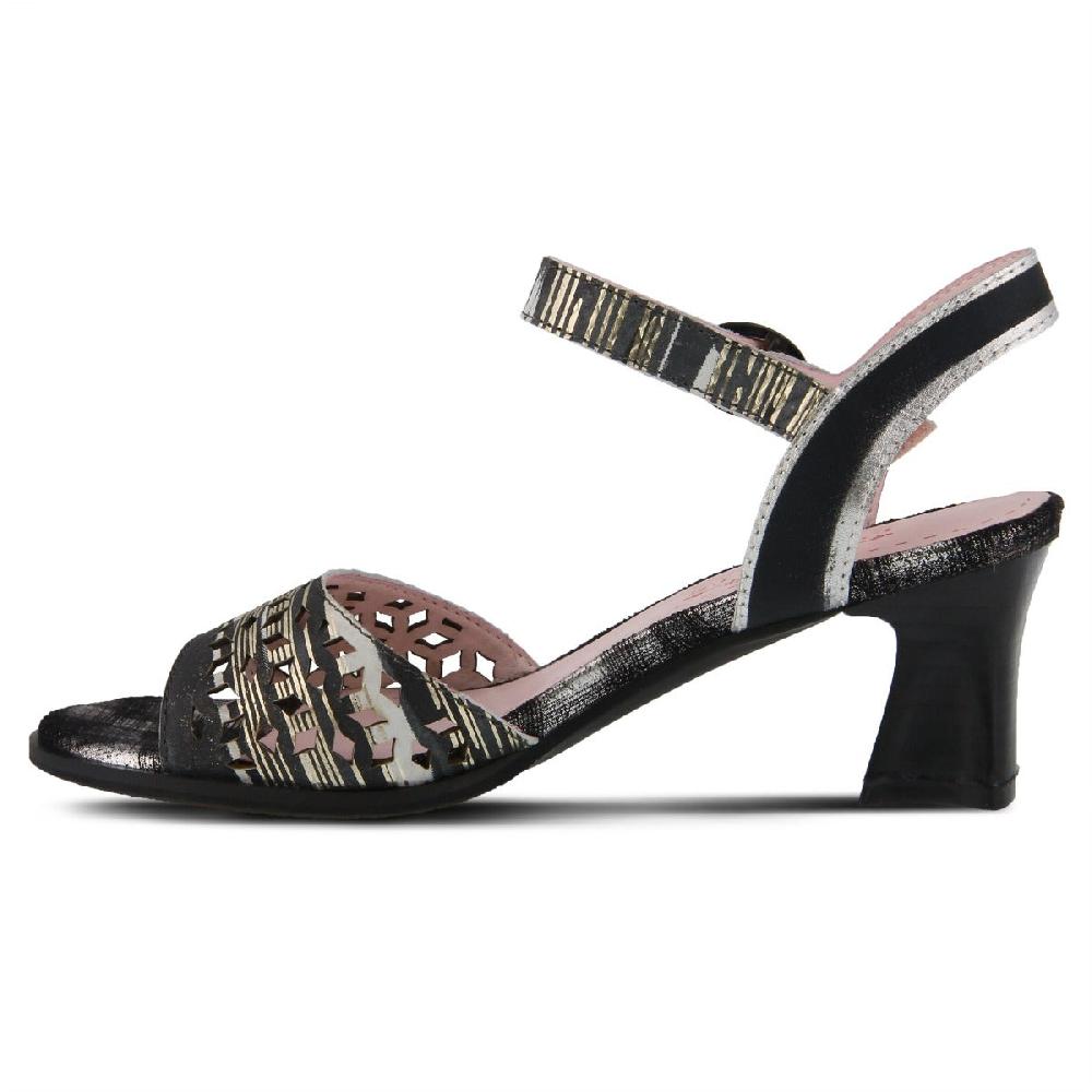 L'Artiste Black Multi Madelyn Ankle Strap Womens Dress Sandal MADELYN