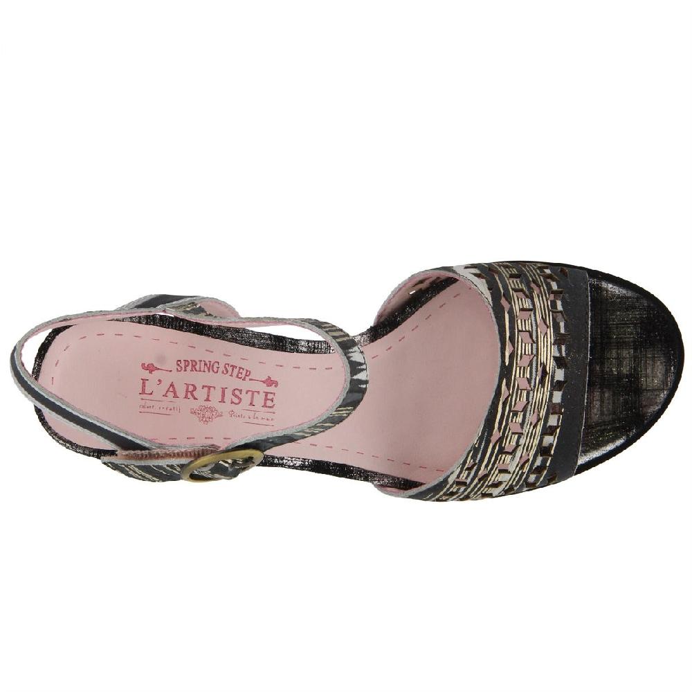 L'Artiste Black Multi Madelyn Ankle Strap Womens Dress Sandal MADELYN