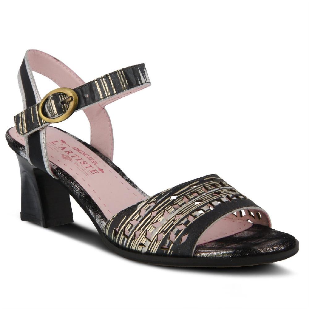 L'Artiste Black Multi Madelyn Ankle Strap Womens Dress Sandal MADELYN