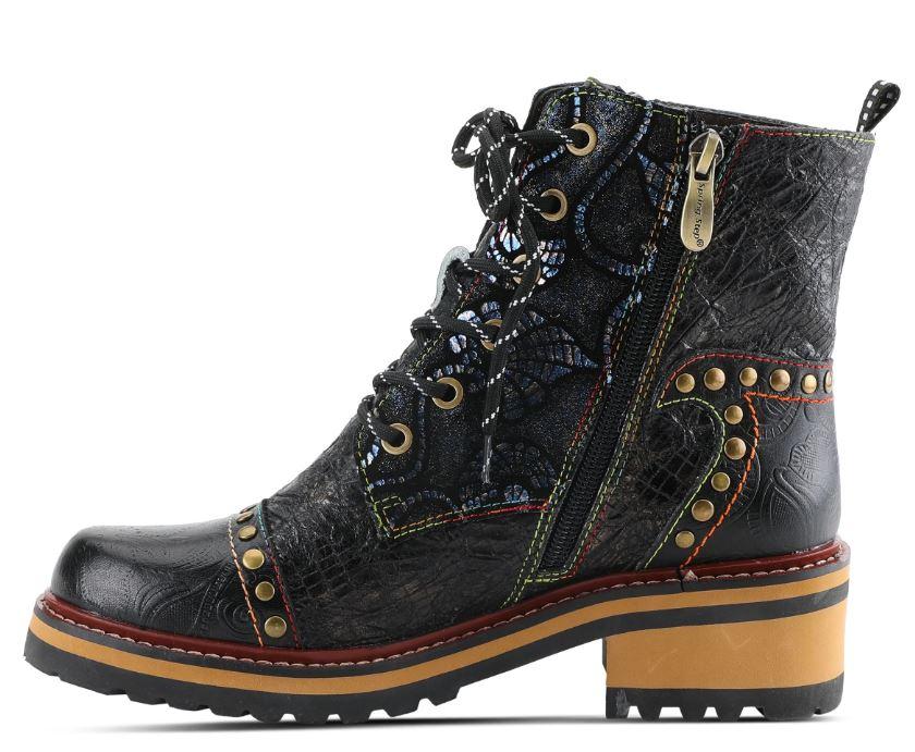 L'Artiste By Spring Step Black Multi Rugup Women's Booties