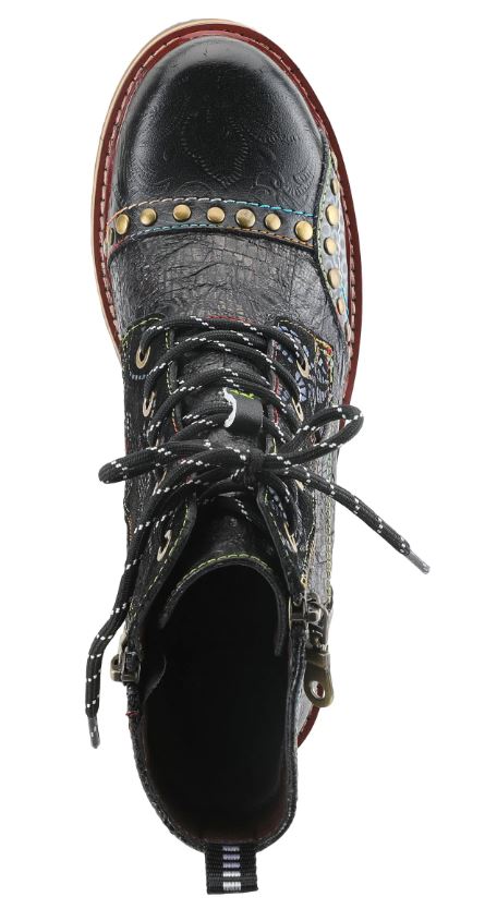 L'Artiste By Spring Step Black Multi Rugup Women's Booties
