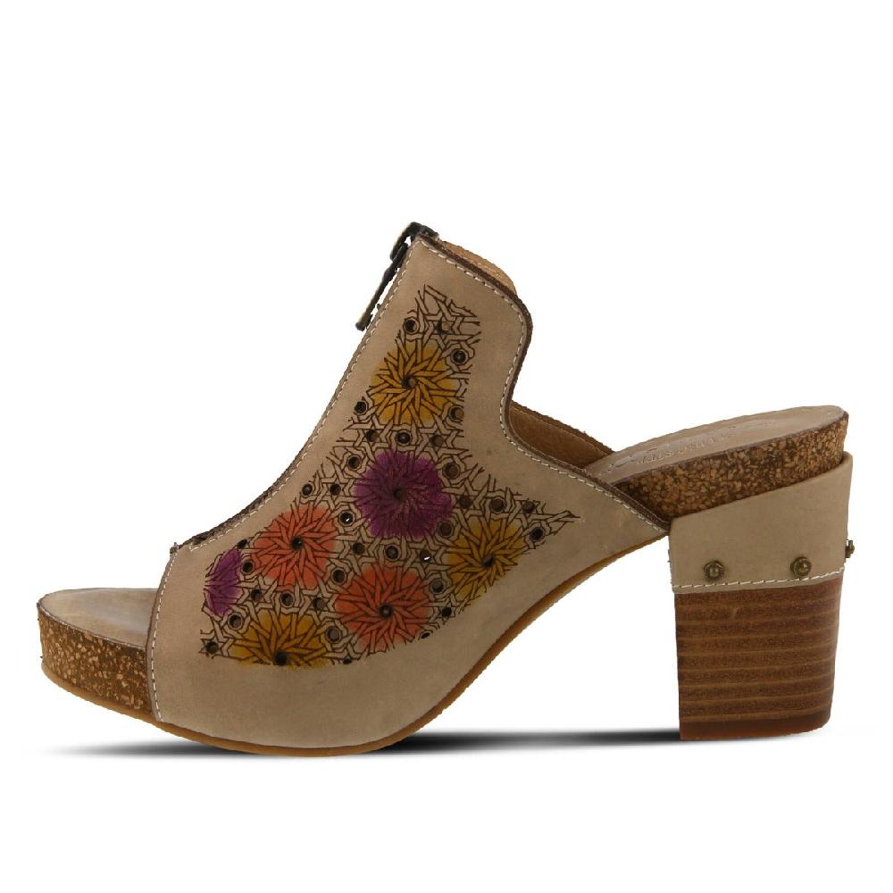 L'Artiste Light Beige Zippia Womens Slide High Heel Sandals ZIPPIA