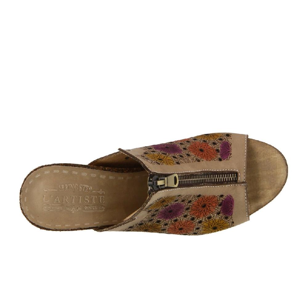 L'Artiste Light Beige Zippia Womens Slide High Heel Sandals ZIPPIA