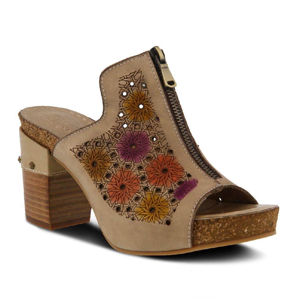 L'Artiste Light Beige Zippia Womens Slide High Heel Sandals ZIPPIA