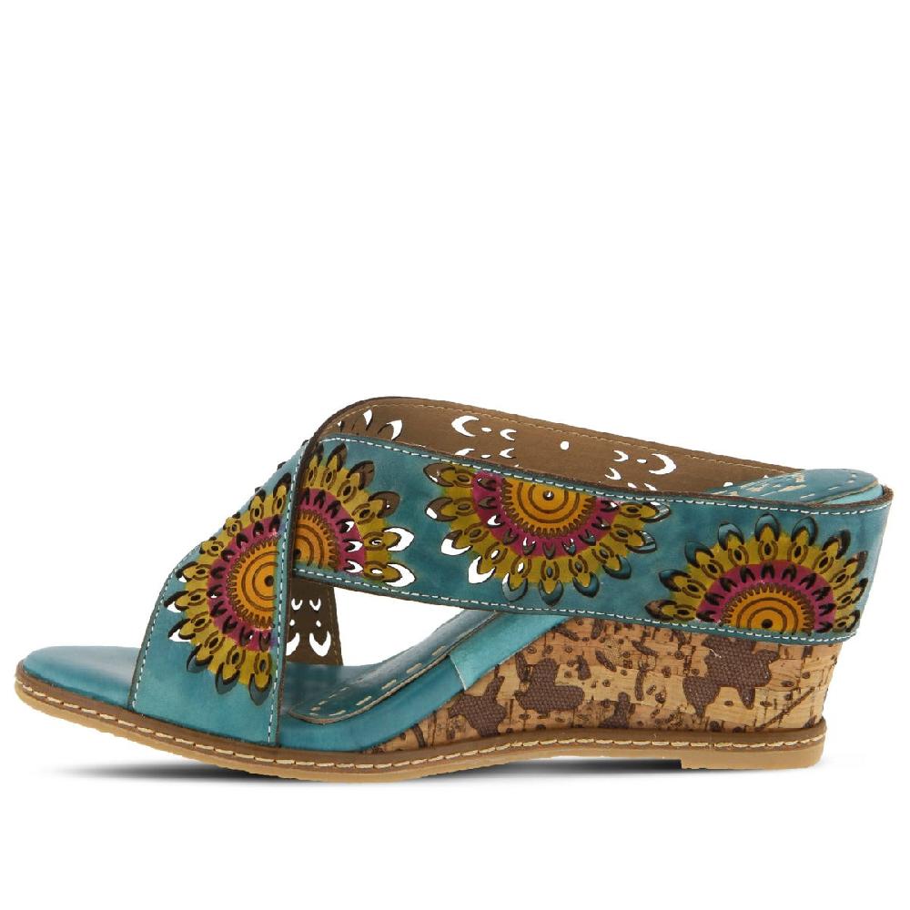 L'Artiste Turquoise Enticing Womens Slide On Sandals ENTICING