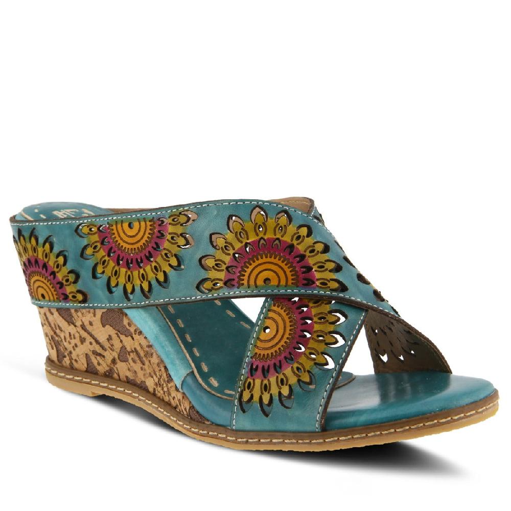L'Artiste Turquoise Enticing Womens Slide On Sandals ENTICING