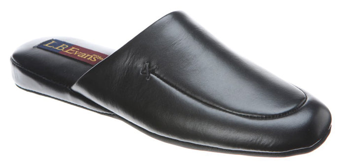 L.B. Evans Duke Scuff Black Soft Leather Mens Slipper 2761LBE