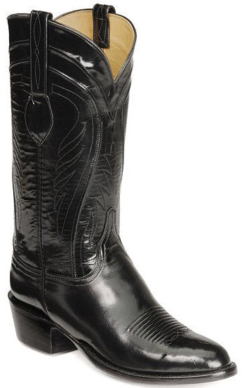 L1508-63 Classic Black Goatskin Round Toe Lucchese Mens Cowboy Boots