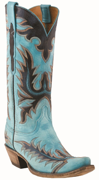 L4727.S54 Destroyed Blue Goat Lucchese Womens Western Cowboy Boots