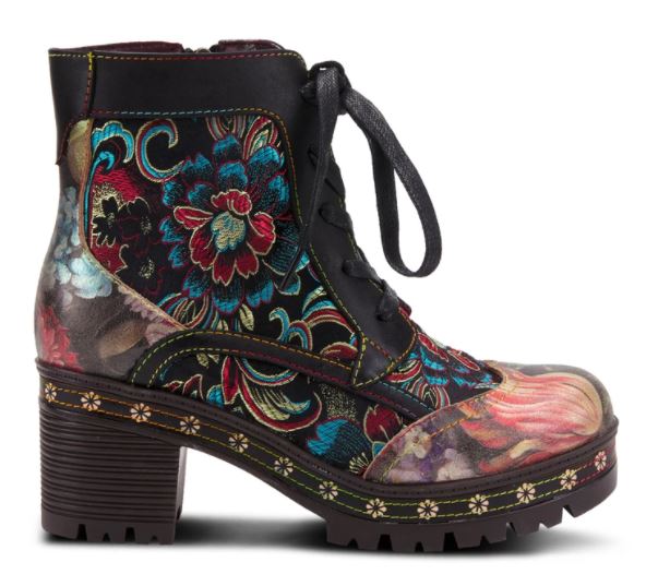 La'Artiste Black Multi Litldani Womens Bootie