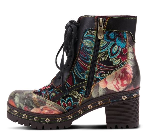 La'Artiste Black Multi Litldani Womens Bootie