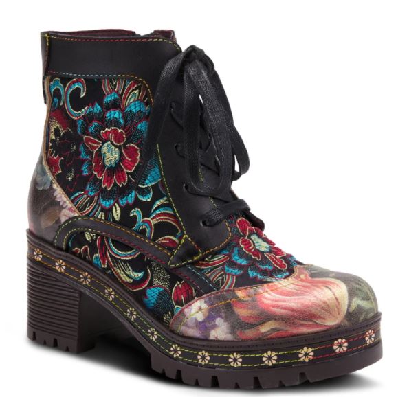 La'Artiste Black Multi Litldani Womens Bootie