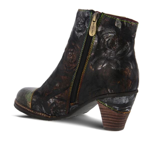 La'Artiste Waterlily Black Multi Womens Leather Booties