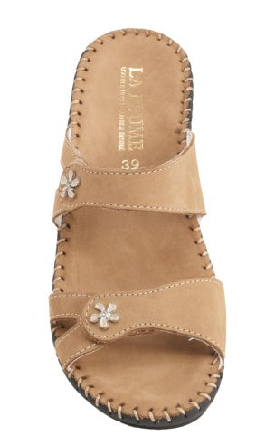 La Plume Beige Charese Double Strap Womens Sandals CHARESE-BEIGE