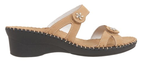 La Plume Beige Charese Double Strap Womens Sandals CHARESE-BEIGE