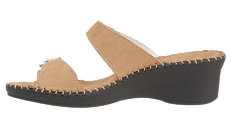 La Plume Beige Charese Double Strap Womens Sandals CHARESE-BEIGE