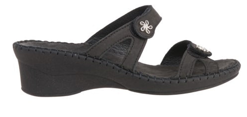La Plume Black Charese Double Strap Womens Sandals CHARESE-BLACK