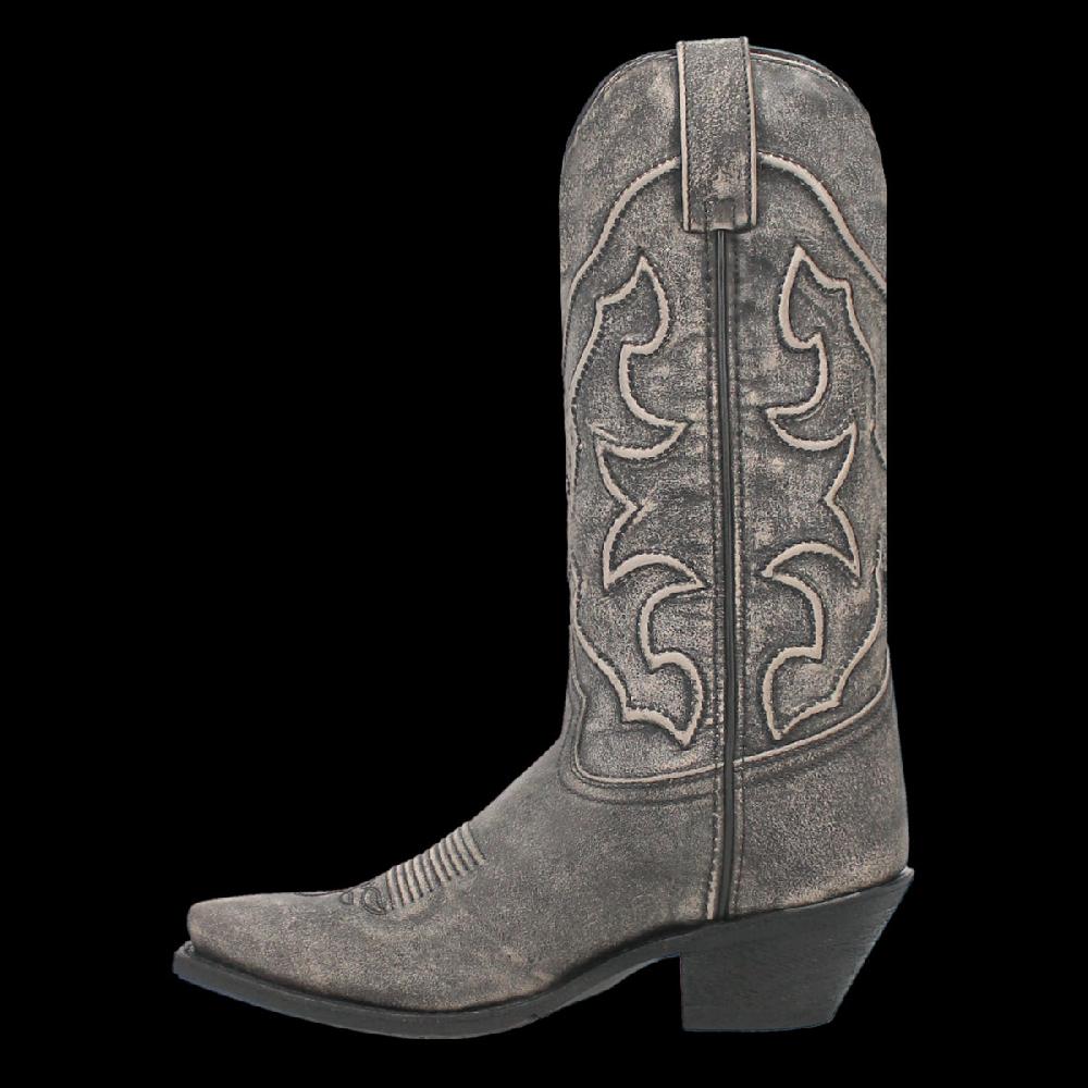 Laredo Black/Black Sanded Reva Women's 12 Inch Snip Toe Leather Boots 52175