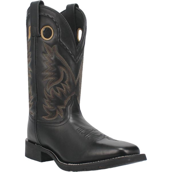 Laredo Black Kane Broad Square Toe Men's 11 inch Western Boots 7710