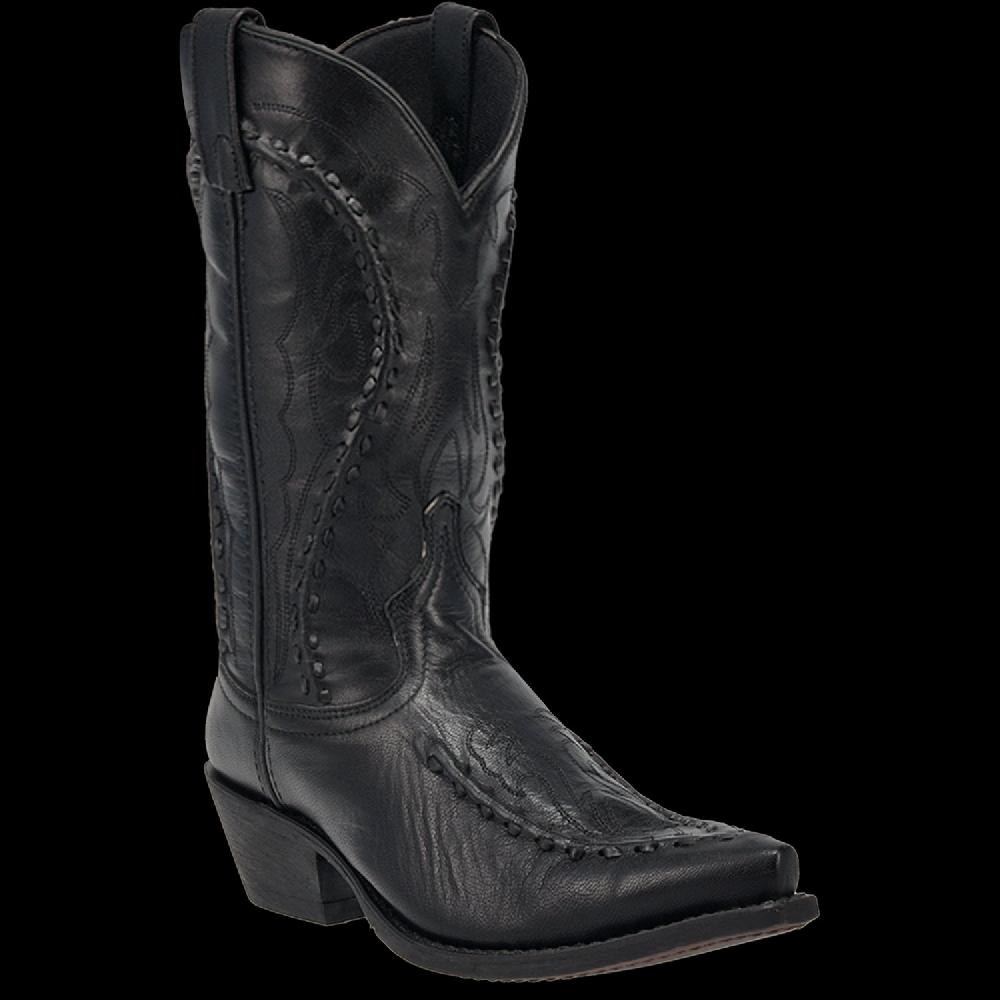 Laredo Black Men's Goat Western Cowboy Boots with Buck Lace Stitching 68430