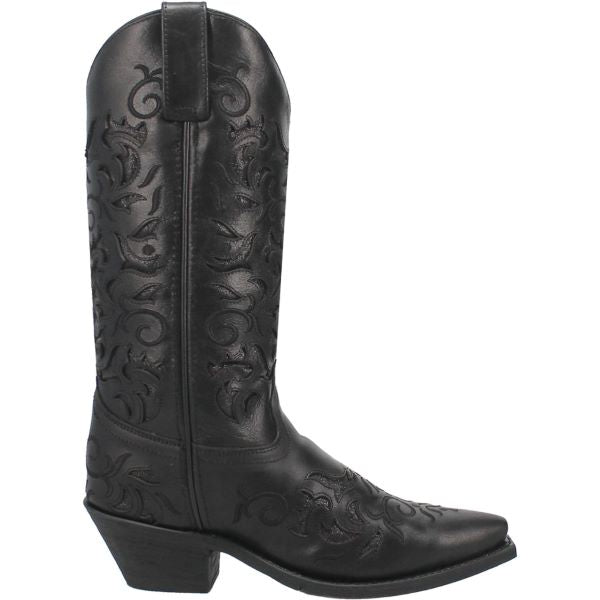 Laredo Black Night Sky Women's 12 Inch Leather Snip Toe Western Boots 52450